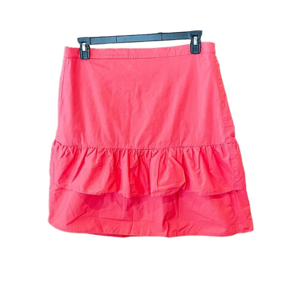 J. Crew Factory plus size knee length tiered ruffled cotton skirt SZ 16 pink - Picture 1 of 10